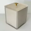 Lixeira quadrada cristal marfim fosco com dourado fosco