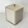 Lixeira quadradada Cristal marfin fosco com gold matte