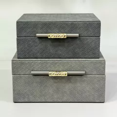 Conjunto de Caixas Organizadora Cinza 2 caixas