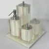 Kit de banheiro 4 peças + Bandeja 24x24 em resina Cristal Nude Pérola com Cromado