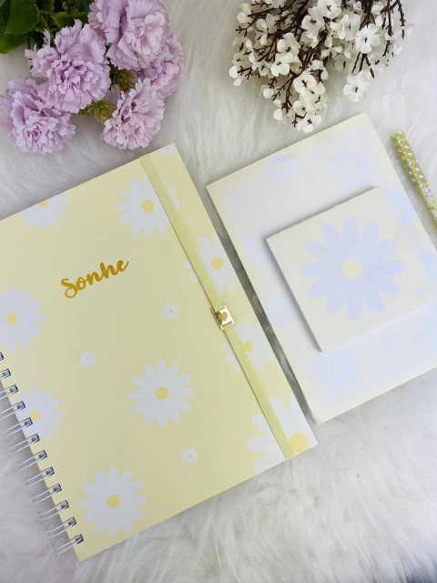 Kit Papelaria Floral amarelo - comprar online