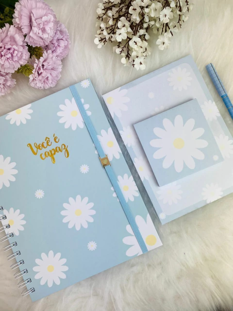 Kit Papelaria Floral azul - comprar online