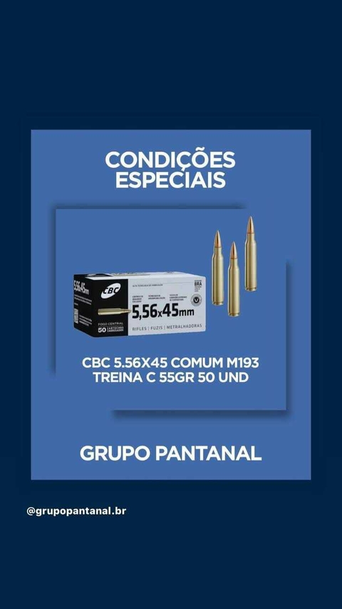 MUNIÇÃO 5,56X45 COMUM M193 TREINA CX50 - comprar online