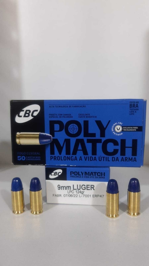 MUNIÇÃO CBC CAL. 9MM LUGER LPC 124GR POLYMATCH CAIXA C/50 UN - 10029496