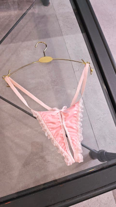 Tanga abierta Vinilo Rosa - Humana Lencería