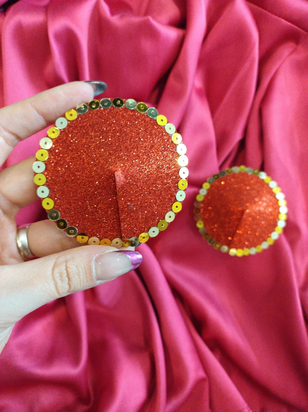 Pasties redondas glitter rojo y lentejuelas