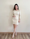 Vestido Curto Animal Print bege Yasmin