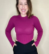 Blusa cropped de tricot canelado roxo