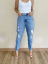 Calça mom jeans com brilho Kelly