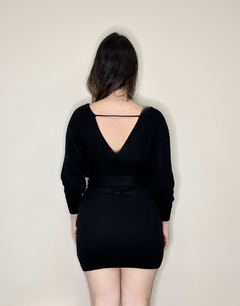 Vestido curto de modal preto Cris - Moniê