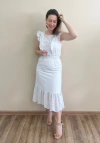 Vestido midi de laise branco Laís