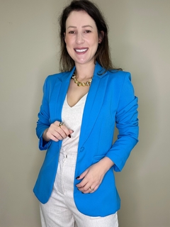 BLAZER azul ALONGADO FLOR