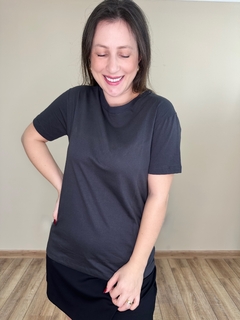 CAMISETA de algodão lisa cinza Celia - comprar online