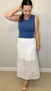 Saia midi texturizada em fio branca Michele - comprar online