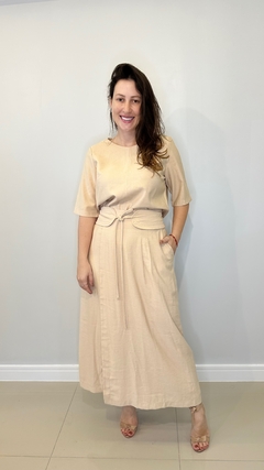 Conjunto de saia e blusa com manga nude Luísa - comprar online