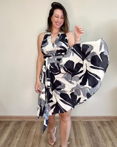 Vestido midi em crepe tamanho único estampado Moniê - Moniê