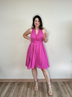 Vestido midi em crepe tamanho único rosa Moniê - comprar online