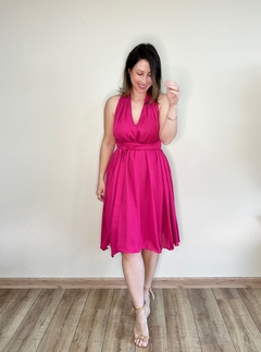 Vestido midi em crepe tamanho único pink Moniê - comprar online