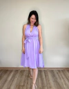 Vestido midi em crepe tamanho único lavanda Moniê