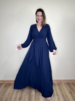 VESTIDO LONGO COM MANGA MONIÊ