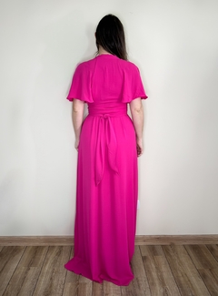 VESTIDO LONGO manga curta rosa pink MONIÊ na internet
