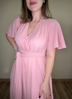VESTIDO LONGO manga curta rosa claro MONIÊ - comprar online