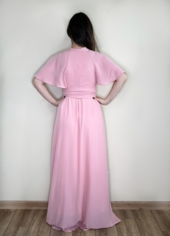VESTIDO LONGO manga curta rosa claro MONIÊ na internet
