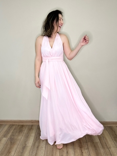 Vestido longo em crepe tamanho único rosa bebê Moniê - comprar online