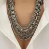 Colar Kal silver - mix de correntes com strass