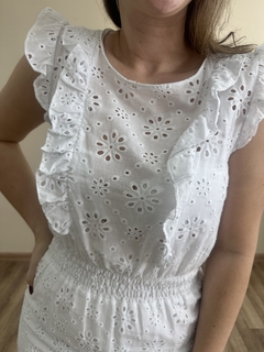 Vestido midi de laise branco Laís - comprar online