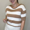 Blusa de fio listrada com manga curta Eliane - comprar online