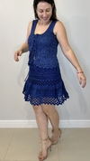 Conjunto de fio com saia e blusa regata azul - comprar online