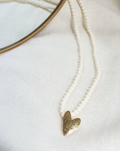Colar Coragem - off white e banho ouro