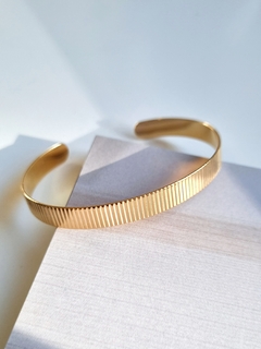 Bracelete Canelado Banho Ouro