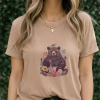 Cappuccino - T-Shirt Feminina T-shirt Feminina Blooming Flowers Birds Floral Bear 100% Algodão - Estampa Exclusiva