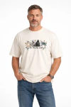 Off White - Camiseta Personagens Icônicos do Espaço com Estrelas e Nave