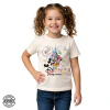 Off White - Camiseta Infantil Personagens Com Castelo Azul E Fogos Coloridos 2027