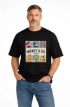 Preto - Camiseta Personagens Clássicos Em Arte Vintage Colorida Estilo Retrô