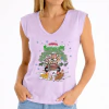 Lilas - Blusa Manga Japonesa Animal Kingdom Natal Com Personagens Animados E Luzes