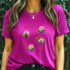 Fucsia - T-Shirt Feminina Minions com Ursinho, Corações e Arte Divertida