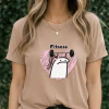 Cappuccino - T-Shirt Feminina Personagem Fitness Com Laço Rosa E Coração Divertido