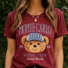 Bordo - T-Shirt Feminina Urso Sorridente Boné Listrado Azul Visual Retrô