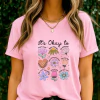 Rosa Bebê - Camiseta Feminina Estampa Flores Coloridas E Frase It's Okay To Tons Pastéis