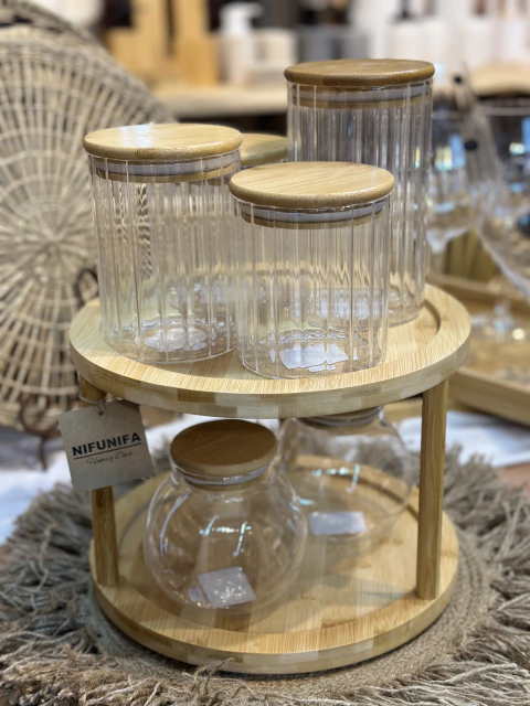 Bandeja Giratoria Bambú / doble piso