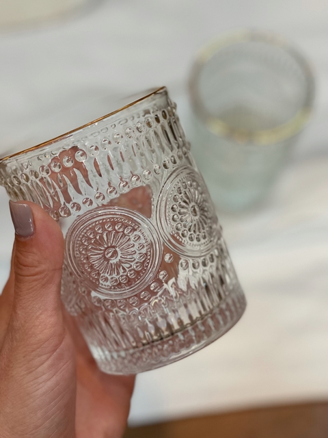 Vasos Flower / Borde dorado