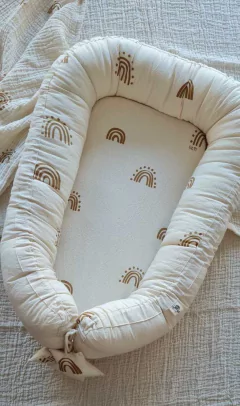 NIDO DE CONTENCIÓN TUSOR CRUDO con Estampa ARCOIRIS en internet