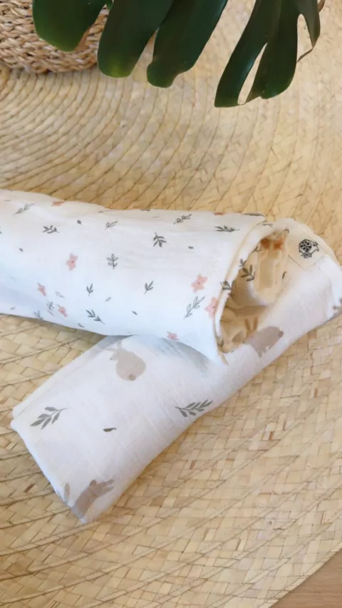 MANTA MUSELINA GASA DOBLE ESTAMPA FLORES