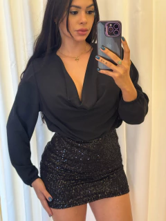 Blusa Elegance decote drapeado - Preto na internet
