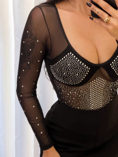 Body Giulia - tule com aplicações - Marilô