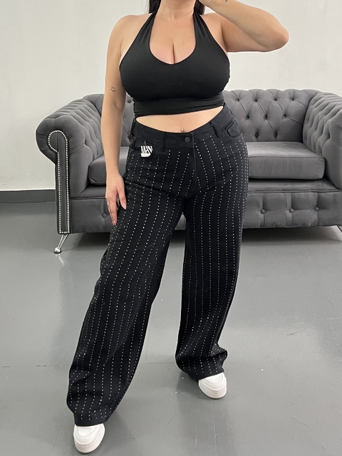 Wide leg lion strass